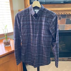 Dark blue stripped button down